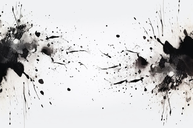 Abstract black ink splatter drops effect grunge background