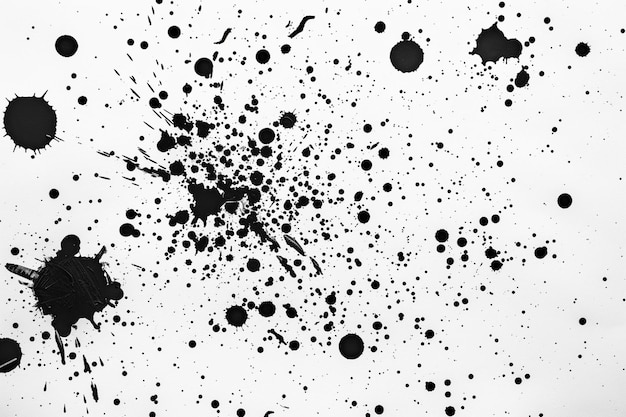 Abstract black ink splatter drops effect grunge background