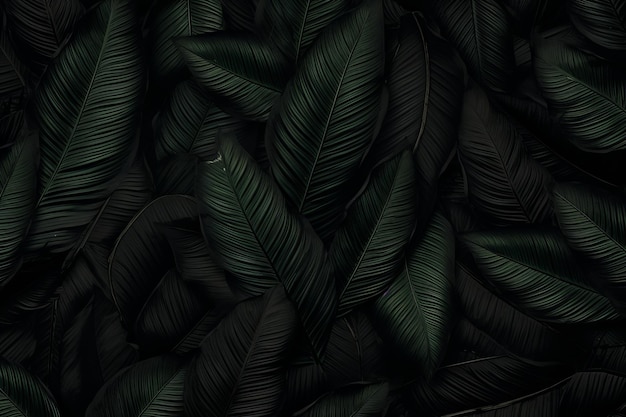 Abstract black leaf textures for tropical leaf background Dark nature concept flat lay digital ai