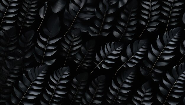 Photo abstract black leaves in moody tropical composition