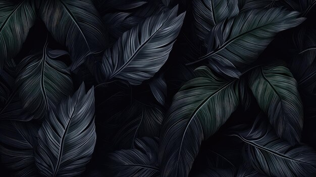 Photo abstract black leaves textures for tropical leaf background dark nature concept tropical leaf