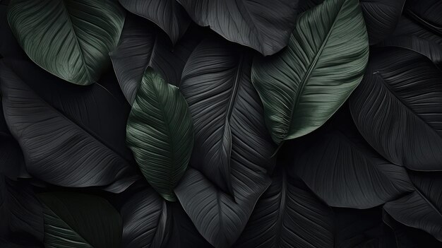 Photo abstract black leaves textures for tropical leaf background dark nature tropical leaf