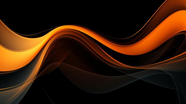 Photo abstract black and orange background with wavy lines