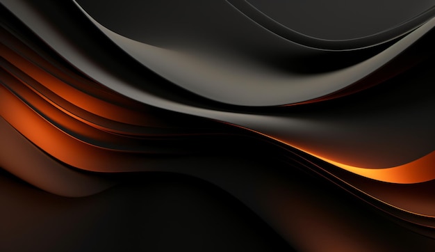 Abstract black and orange fiery liquid 3d gradient background