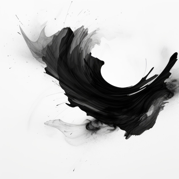 Photo abstract black photoshop brush on plain white background