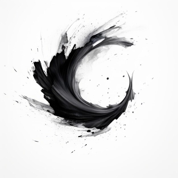 Photo abstract black photoshop brush on plain white background