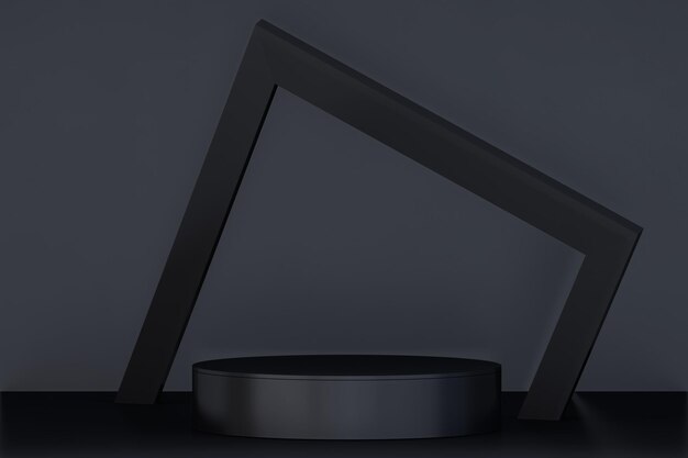 Abstract black podium show cosmetic products 3D rendering