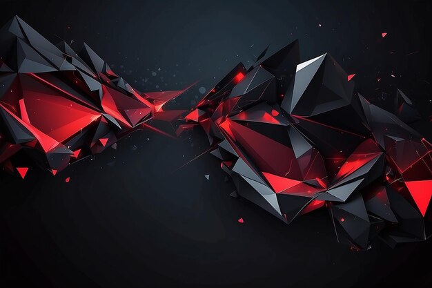 Abstract black polygon red light futuristic technology design background vector illustration