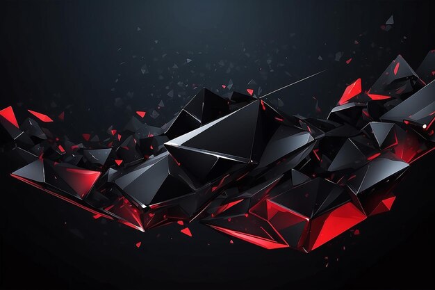 Абстрактный черный многоугольник красный свет футуристический технологический дизайн фоновой векторной иллюстрации