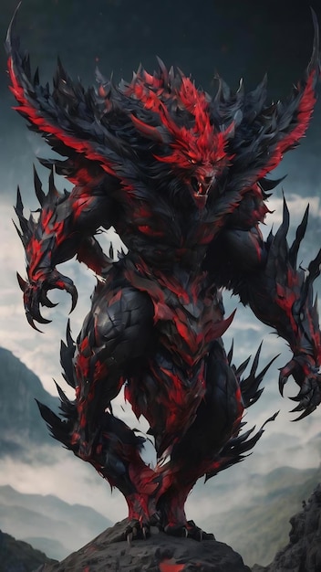 Abstract black and red beast skin