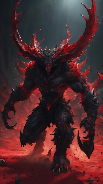 Abstract black and red beast skin