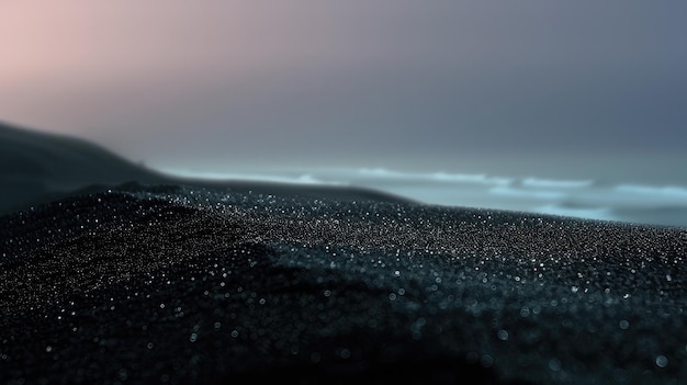 青い空の抽象的な黒い砂丘