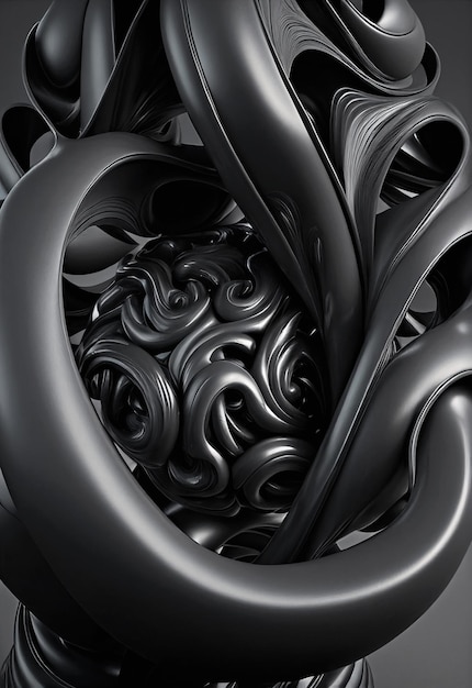 Abstract black sculpture generated by artificial intelligence