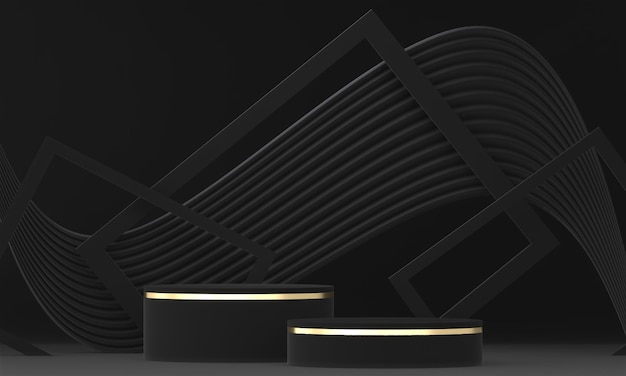 Abstract black stage podium decoration suitable for products3D rendering