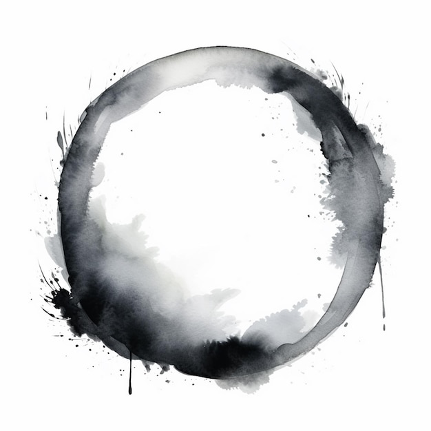 Foto cerchio rotondo astratto in acquerello nero
