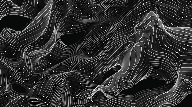 Abstract Black Waves Seamless Vector Geometry Design