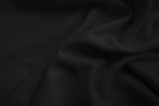 Abstract black wavy cloth Dark fabric background