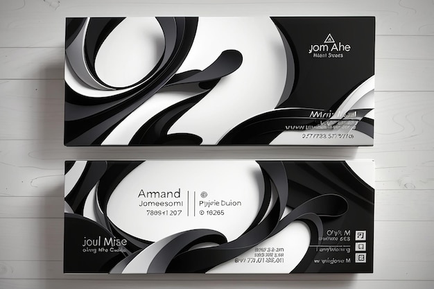 Photo abstract black and white business card template