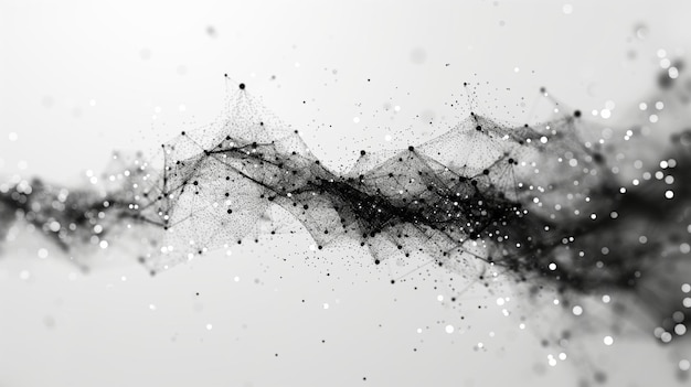 abstract black and white digital particle wave in motion