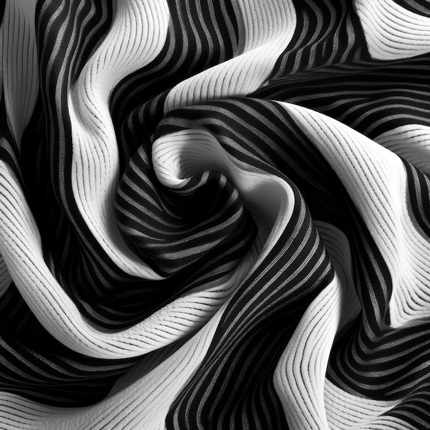 Абстрактная черно-белая ткань, исследующая интригующее сочетание фоновой текстуры и узора