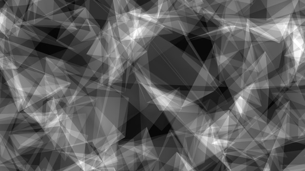 Abstract black and white geometric background with translucent triangles and polygonal shapes