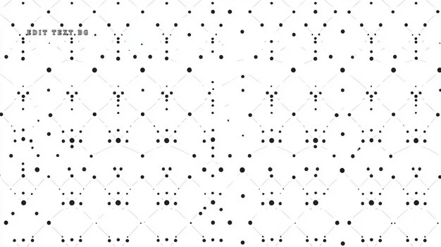 abstract black and white geometric pattern with dots and lines forming a repeating design