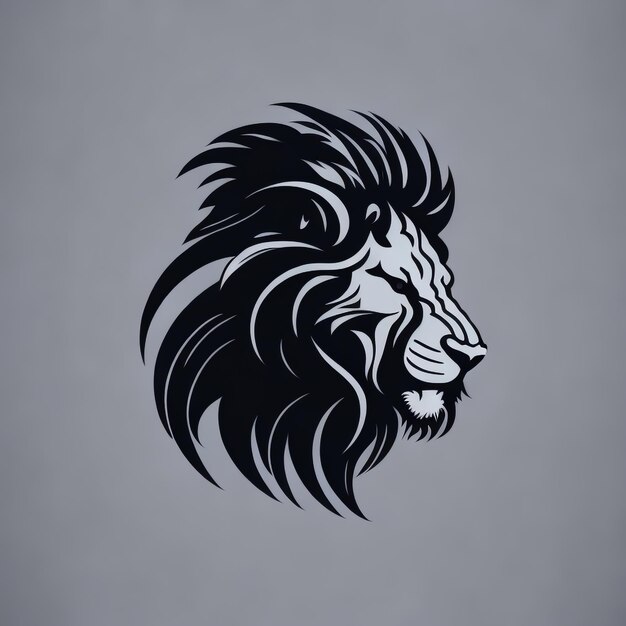 abstract black and white lion face logo vector art