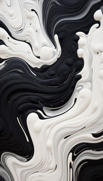 抽象的な黒と白の液体ドロップダウン背景はAIによって生成されます