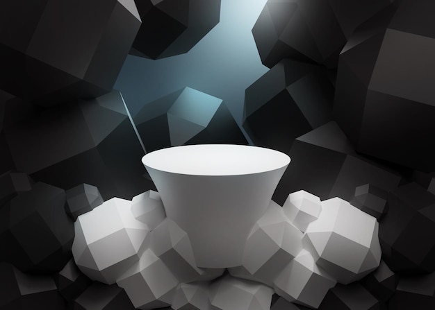 Абстрактный черно-белый макет для выставок Презентация продуктов 3D-рендеринг 3D