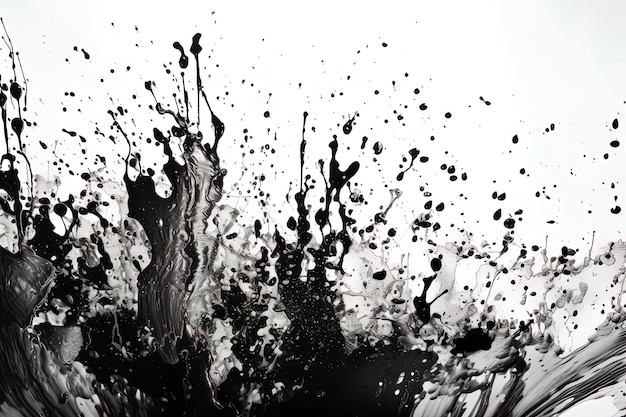 Abstract black and white paint splash background artistic design