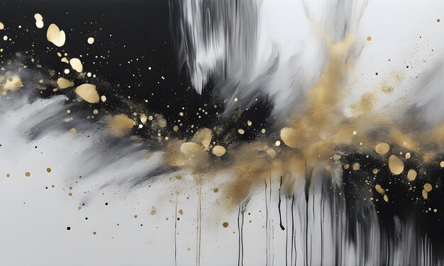 Foto pittura astratta in bianco e nero con l'oro