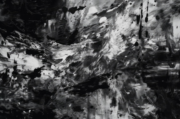 Abstract black and white painting with thick brushstrokes Generative AI