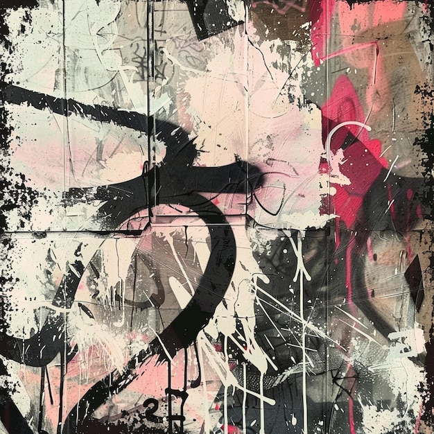 Abstract Black White Pink Grunge Background Painting