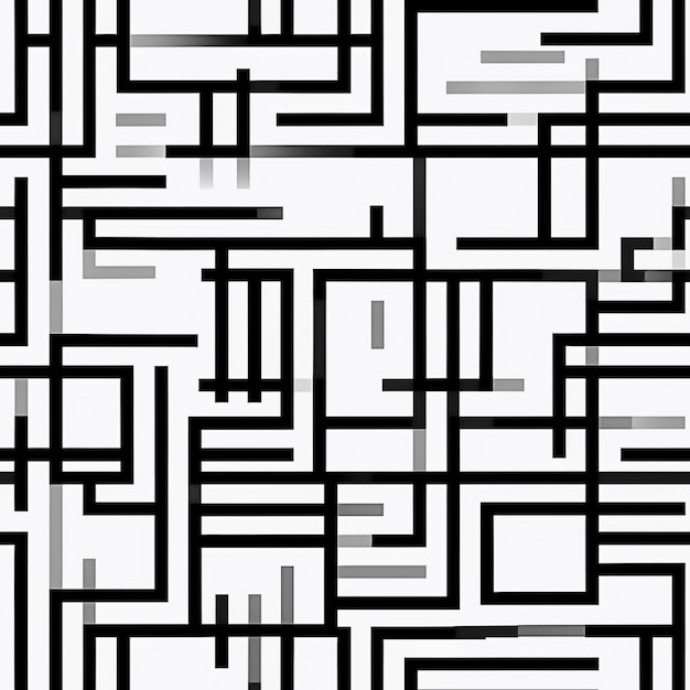 Abstract black and white rectangles tiles Ai Generated