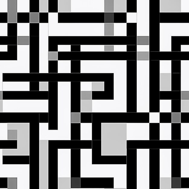 Abstract black and white rectangles tiles Ai Generated