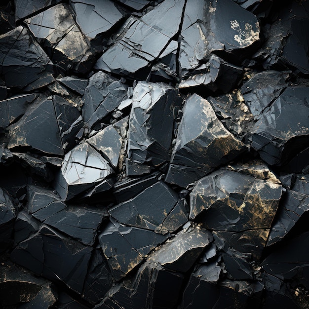 アブストラクト 黒と白の石の質感と断片化された幾何学AI生成