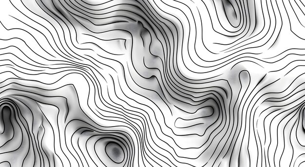 Abstract black and white wavy hand drawn seamless pattern