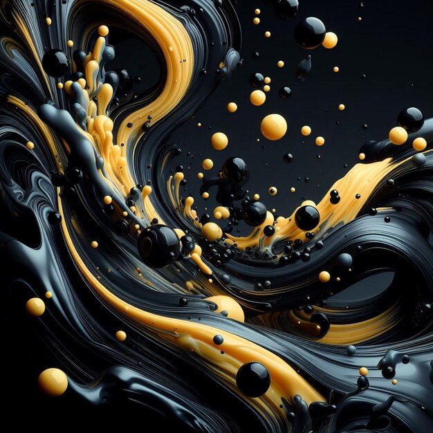 Abstract Black and Yellow Fluid Background