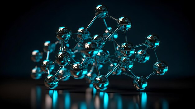 Abstract blauw verbonden glas bubbels molecuul achtergrond generatieve ai