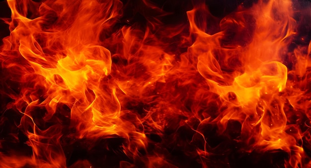 Photo abstract blaze fire flame texture background fire flames on black background