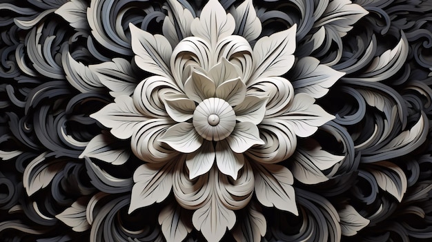 Abstract bloemenpatroon in zwart-witte kleuren gotische esthetiek