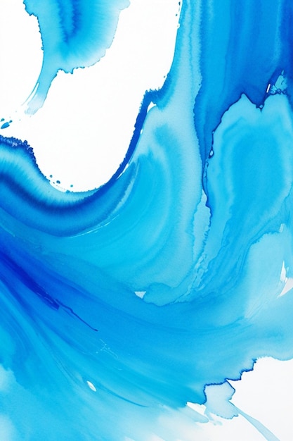 抽象的な青いアクリルと水彩のブラシ