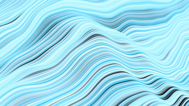 Photo abstract blue background in the form of wavy lines