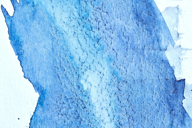 抽象的な青い背景水彩インク アート コラージュ汚れのしみとアクリル絵の具のブラシ ストローク