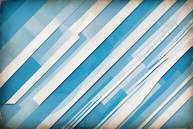 Photo abstract blue background white striped pattern and blocks in diagonal lines with vintage blue texture