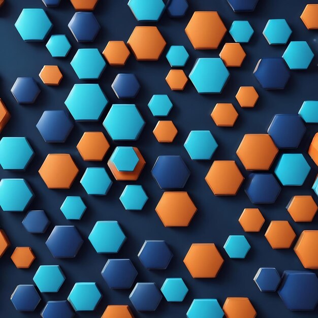 Abstract blue background with arrows hexagon depth tech 3d rendering