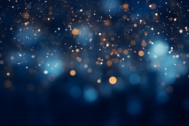 Abstract blue background with bokeh lights and glitter