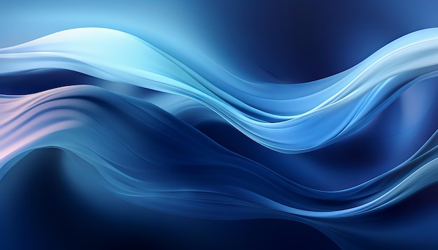 Абстрактный синий фон с плавными гладкими линиями, которые мерцают и блестят