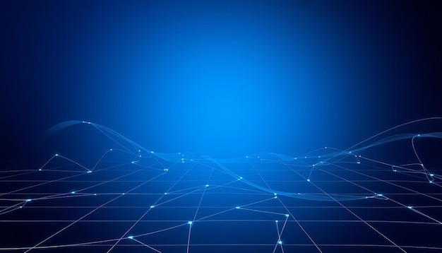 abstract blue background with grid and glowing lines