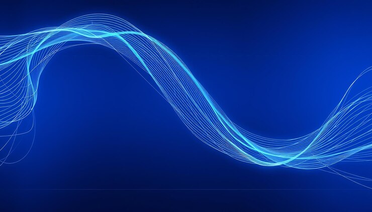 Abstract blue background with a light blue wavy line